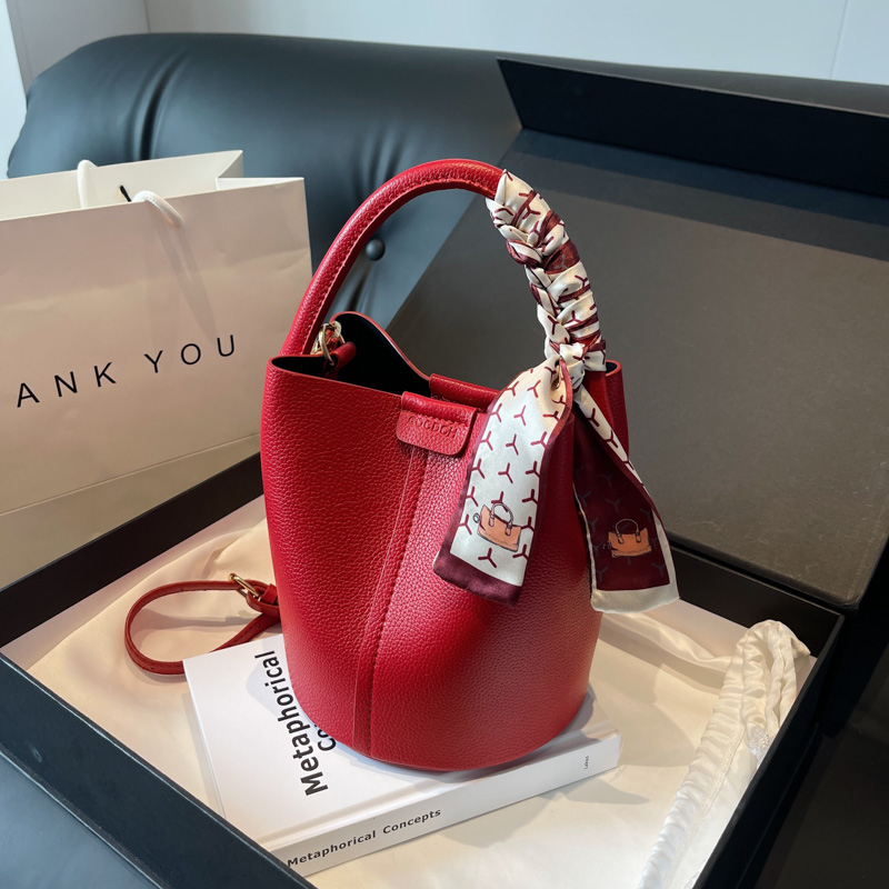 Red PU Bucket Shoulder and Cro - огляд і ціна Luxury Bags On Sales